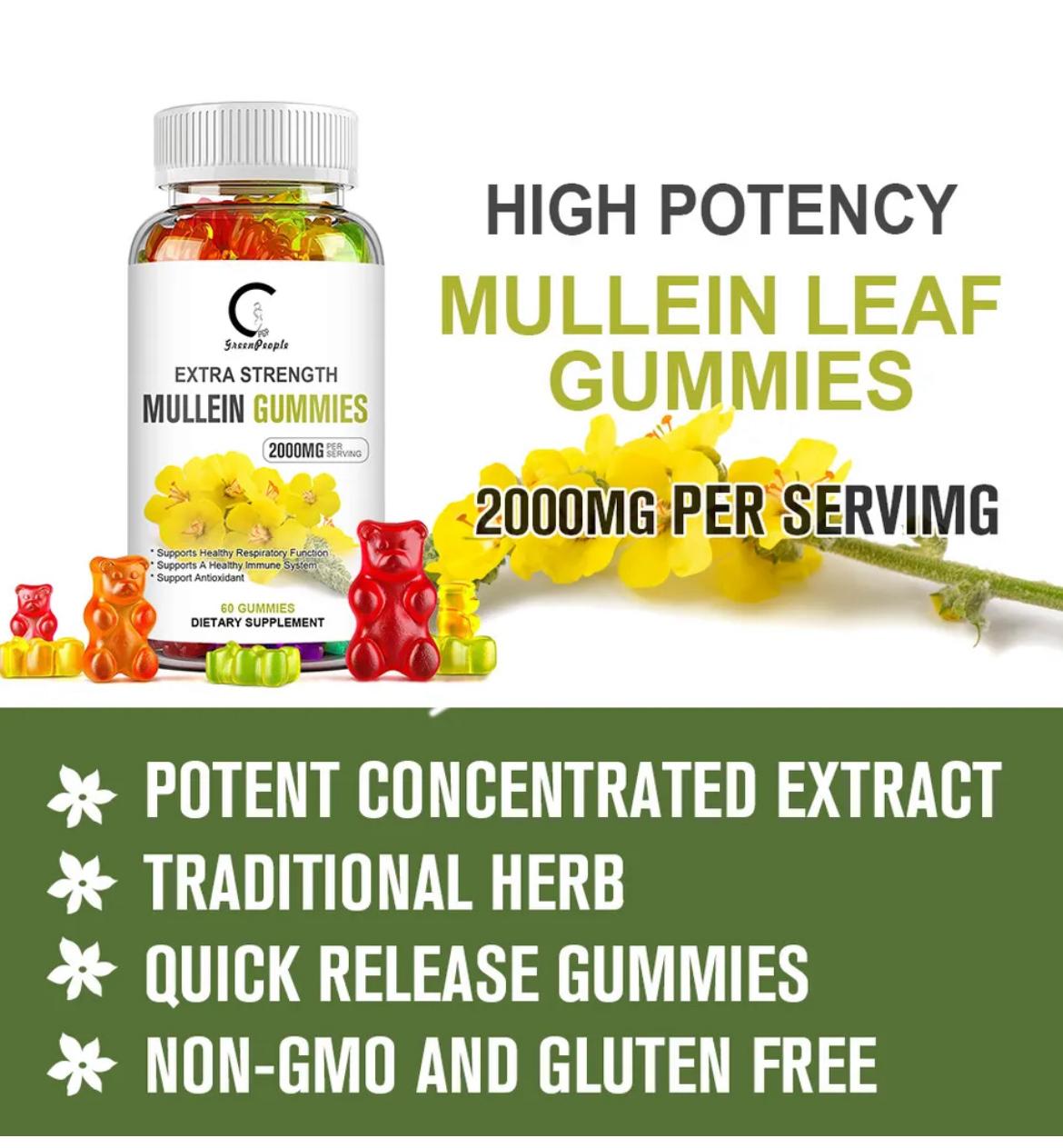 HIGH STRENGTH MULLEIN GUMMIES - POWERFUL ANTIOXIDANT, ANTI-INFLAMMATORY