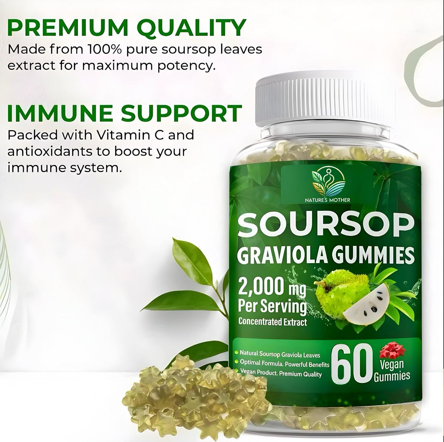 SOURSOP GRAVIOLA LEAF GUMMIES - IMMUNE  SYSTEM POWERHOUSE