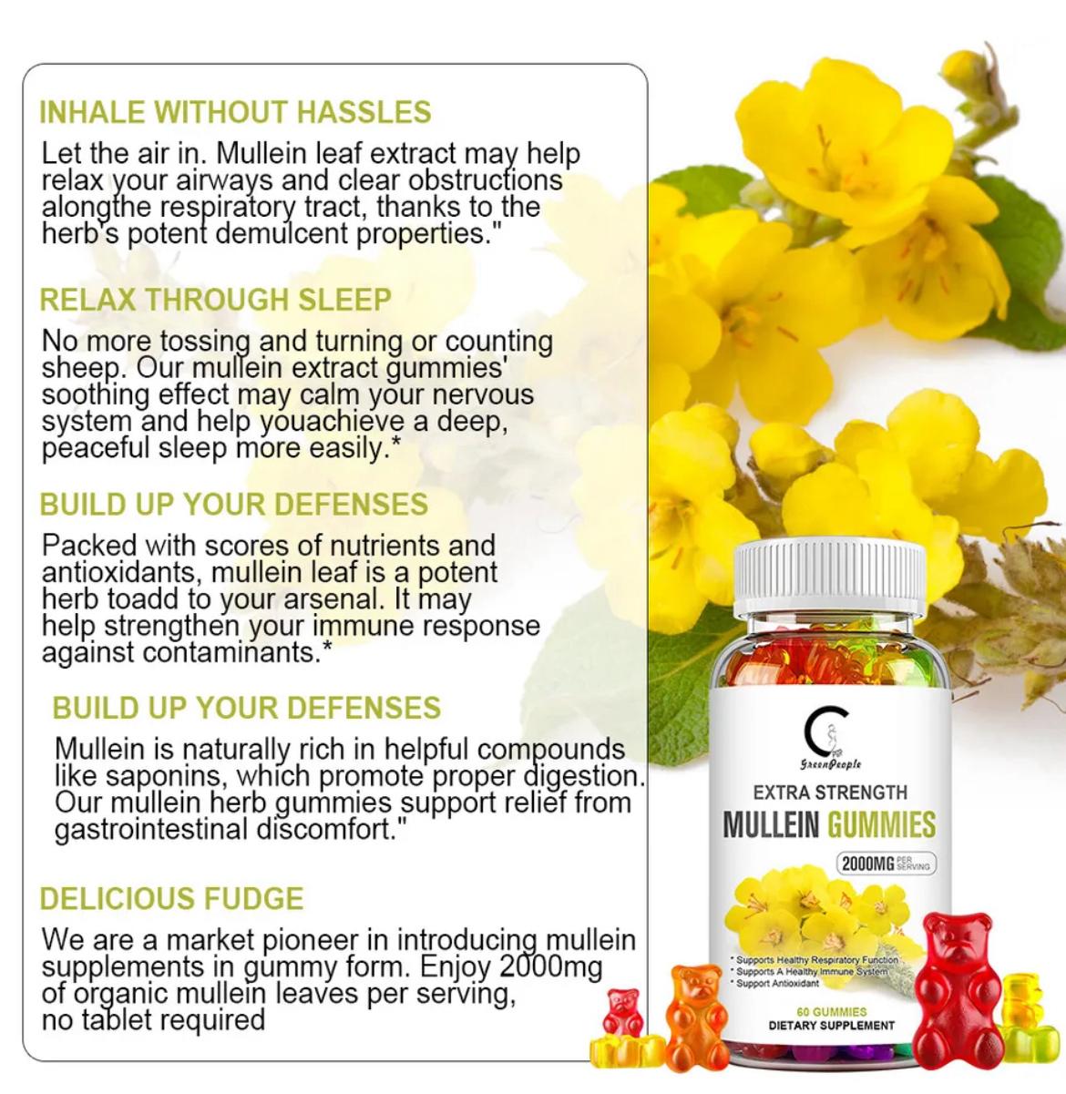 HIGH STRENGTH MULLEIN GUMMIES - POWERFUL ANTIOXIDANT, ANTI-INFLAMMATORY